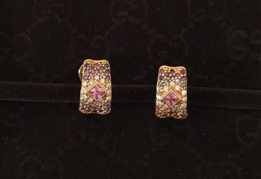 Links of London Pink Sapphire & Diamond Yellow Gold Earrings