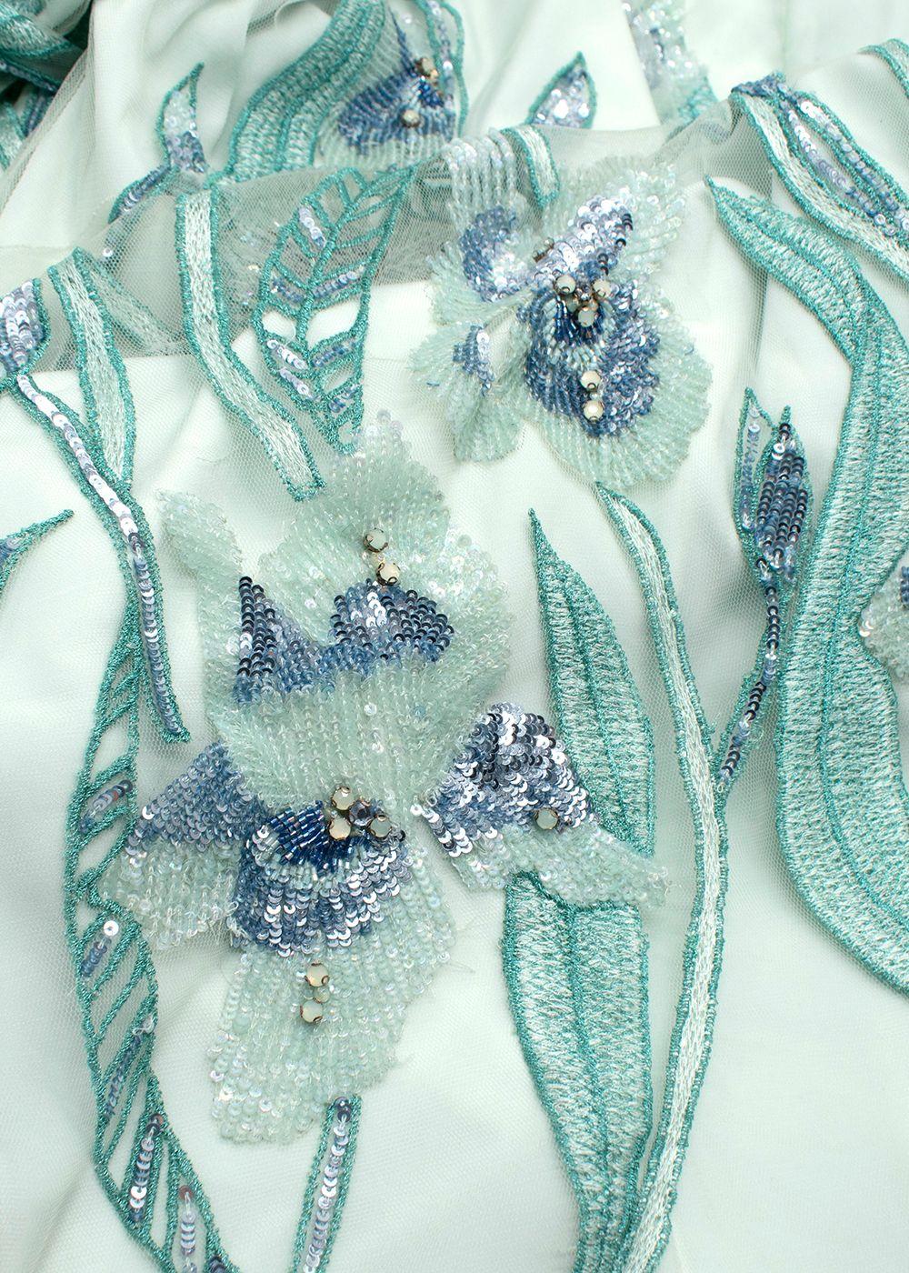 Marchesa Notte Aquamarine Sequin Embellished Mini Dress