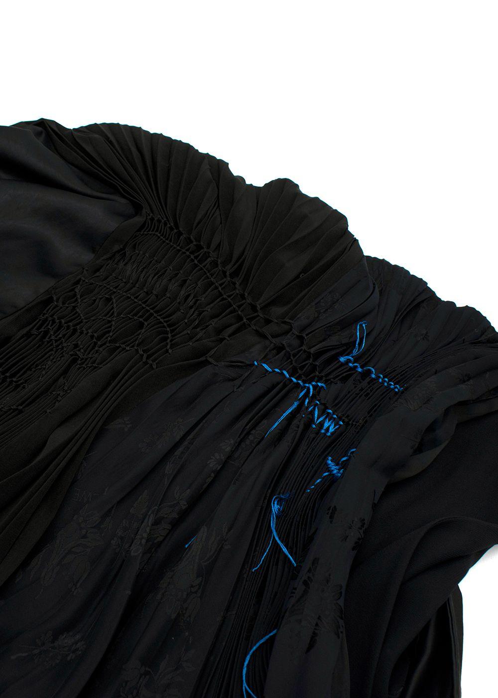 Loewe Black Pleated Asymmetric Contrast Stitch Maxi Dress