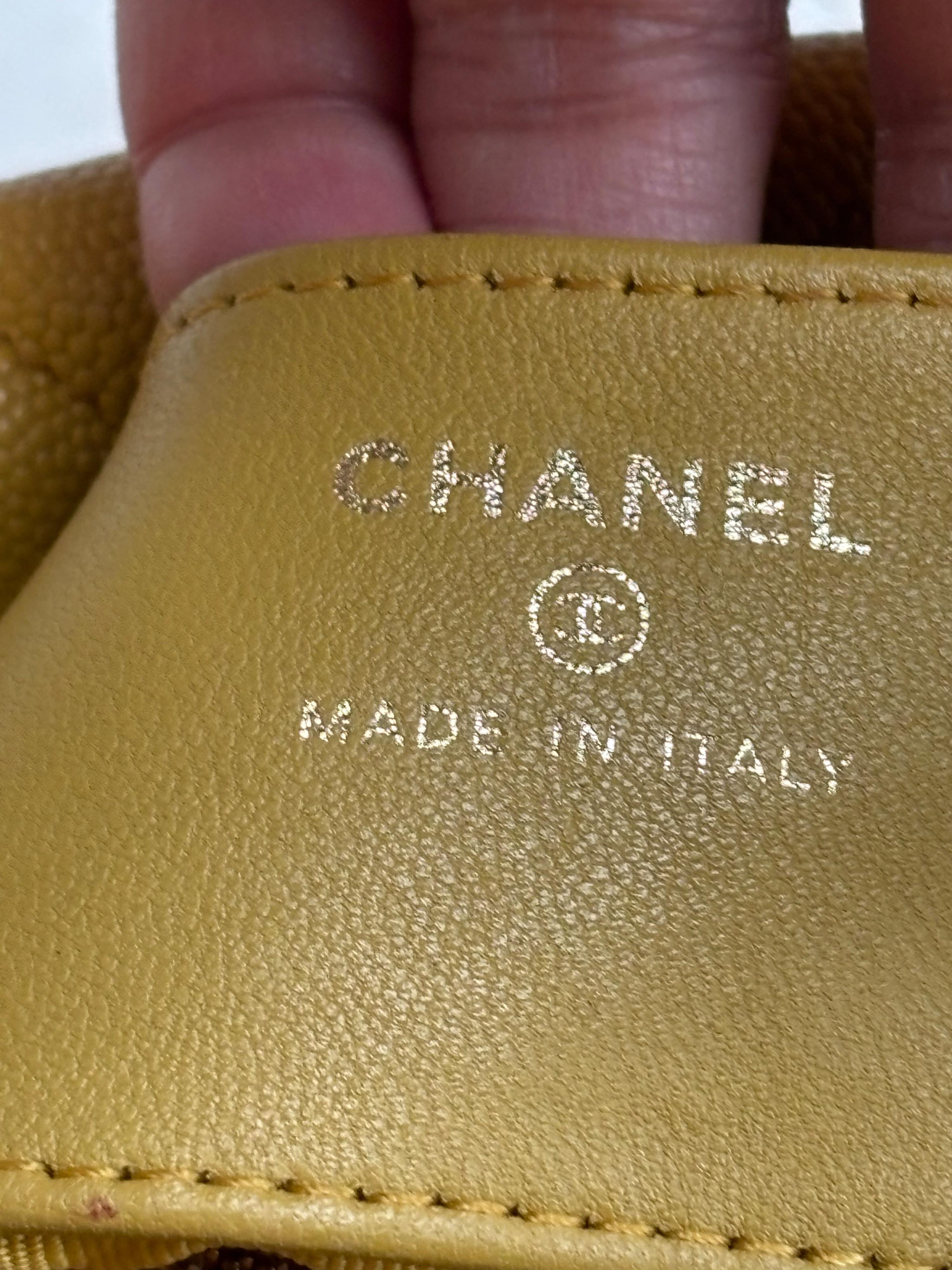 Chanel Yellow Caviar Leather Polly Pocket  Hobo Pouch