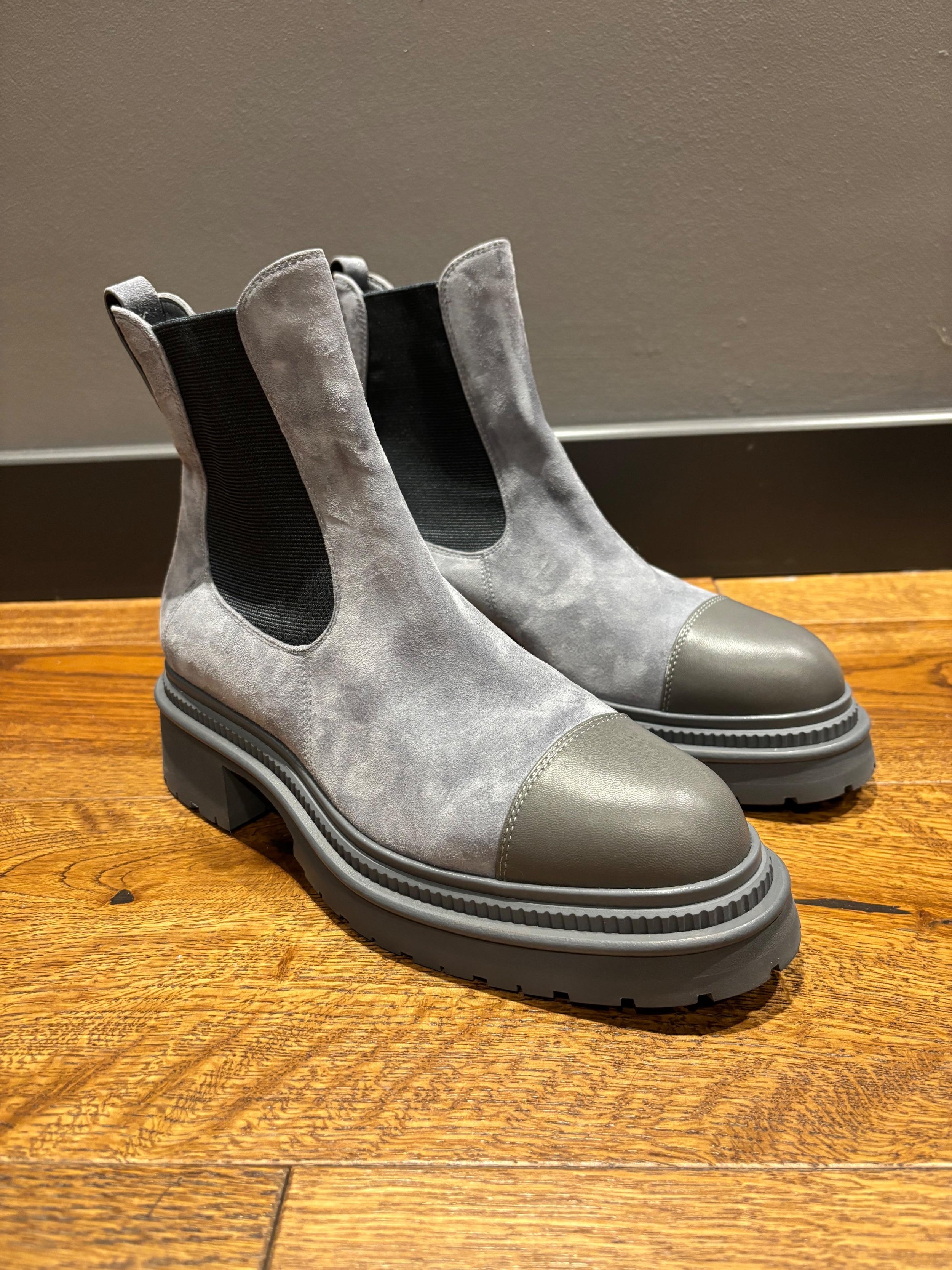 Chanel Grey Suede Ankle Boots