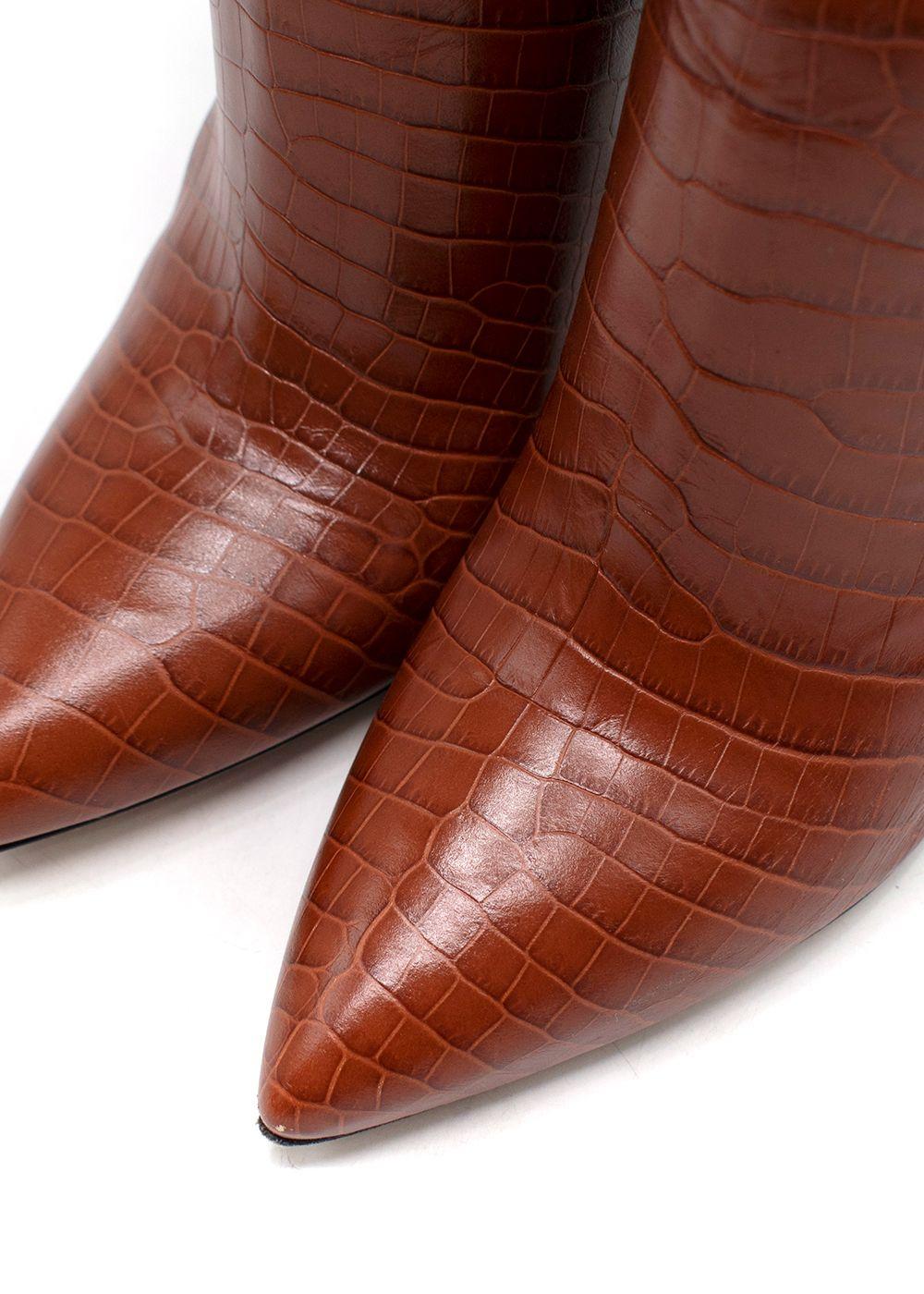 Paris Texas Stiletto 60 Crocodile-effect Leather Knee-high Boots