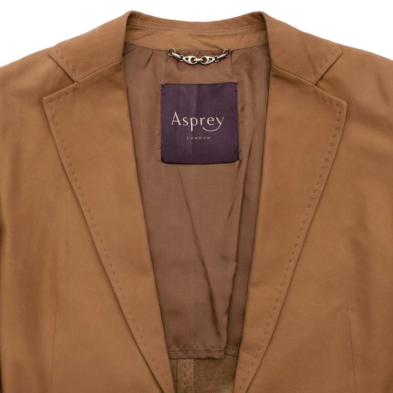 Asprey Tan Leather Single-Breasted Blazer
