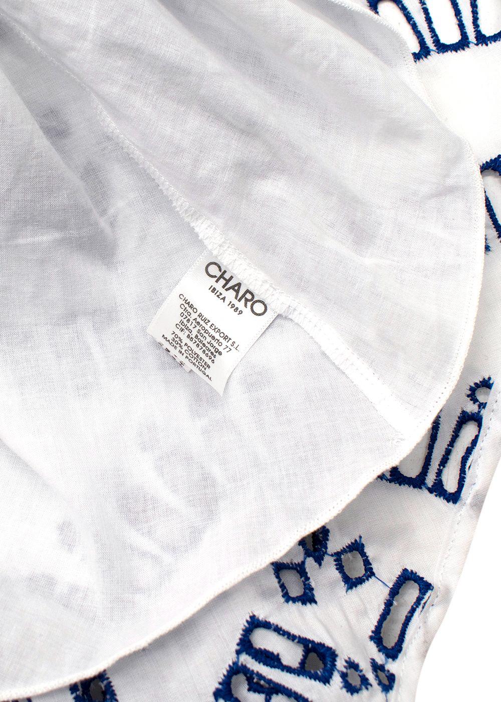 Charo Ruiz Nissy Blue and White Midi Dress