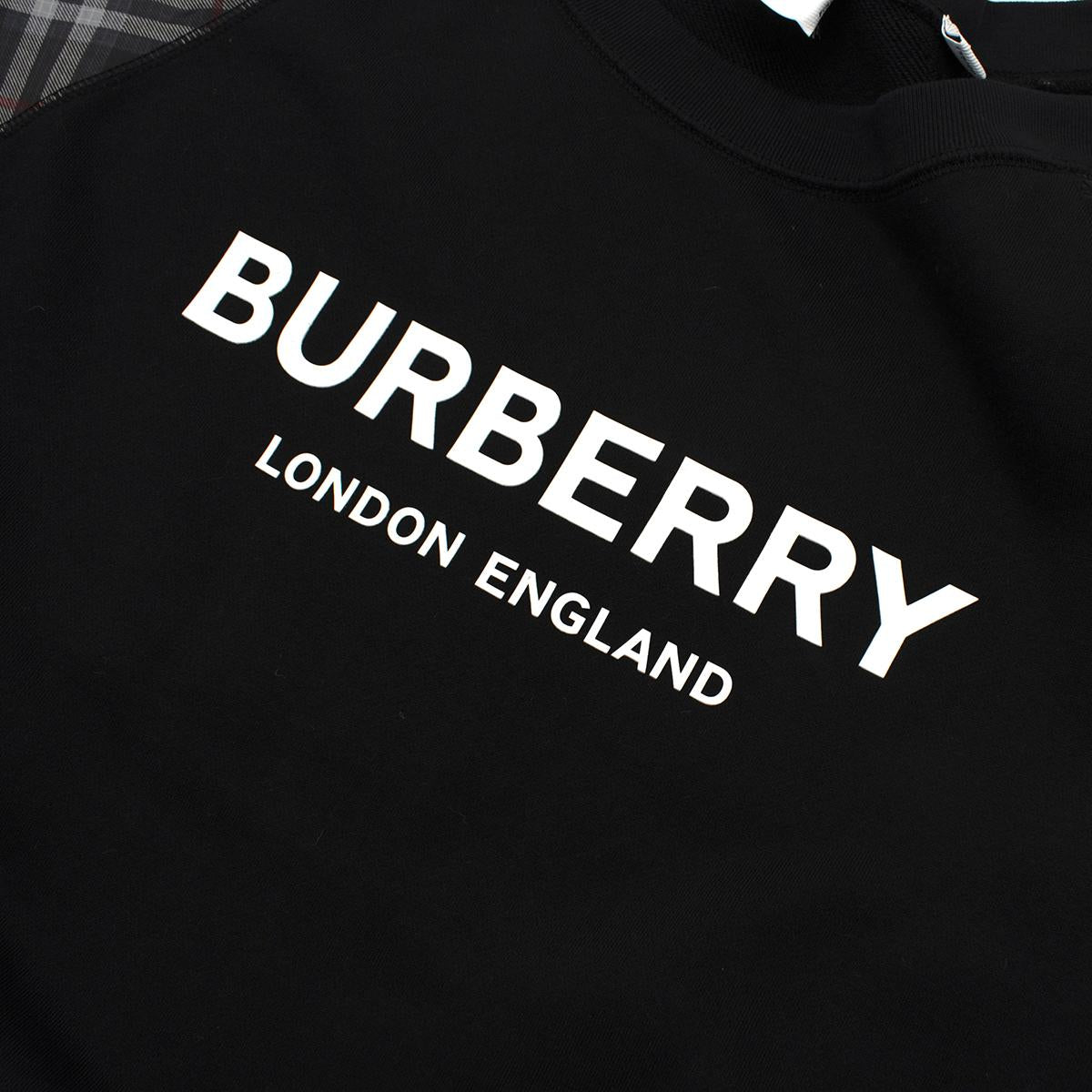 Burberry Black Check Sleeves Crewneck Sweatshirt