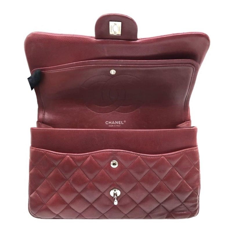 Chanel Burgundy Caviar Leather Jumbo Double Flap Bag