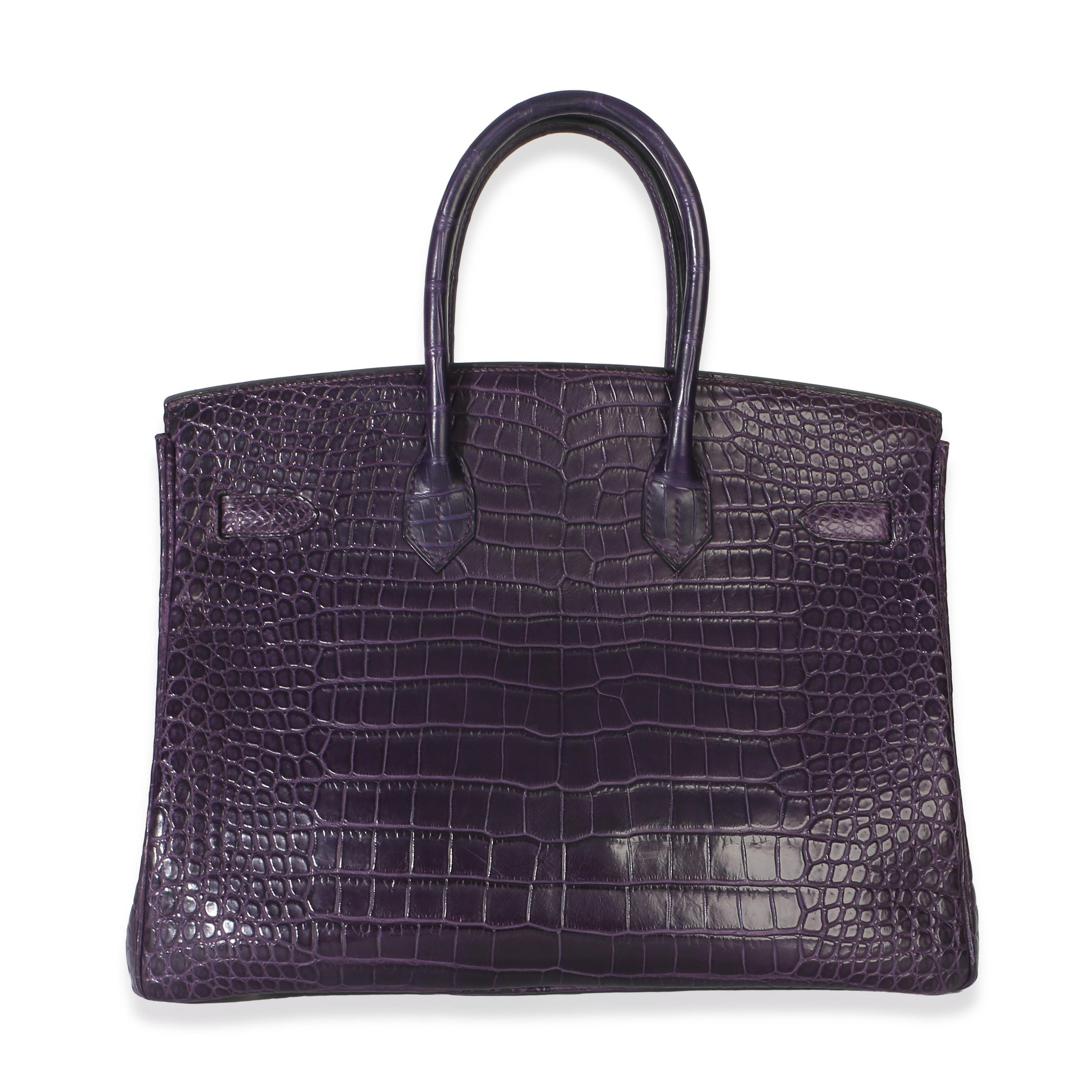 Hermès  Matte Niloticus Amethyst Crocodile Birkin 35 PHW