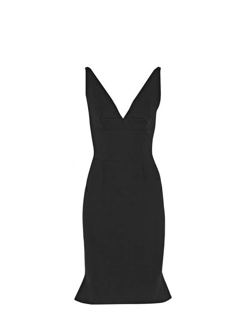 Jasper sleeveless black v-neck stretch twill dress