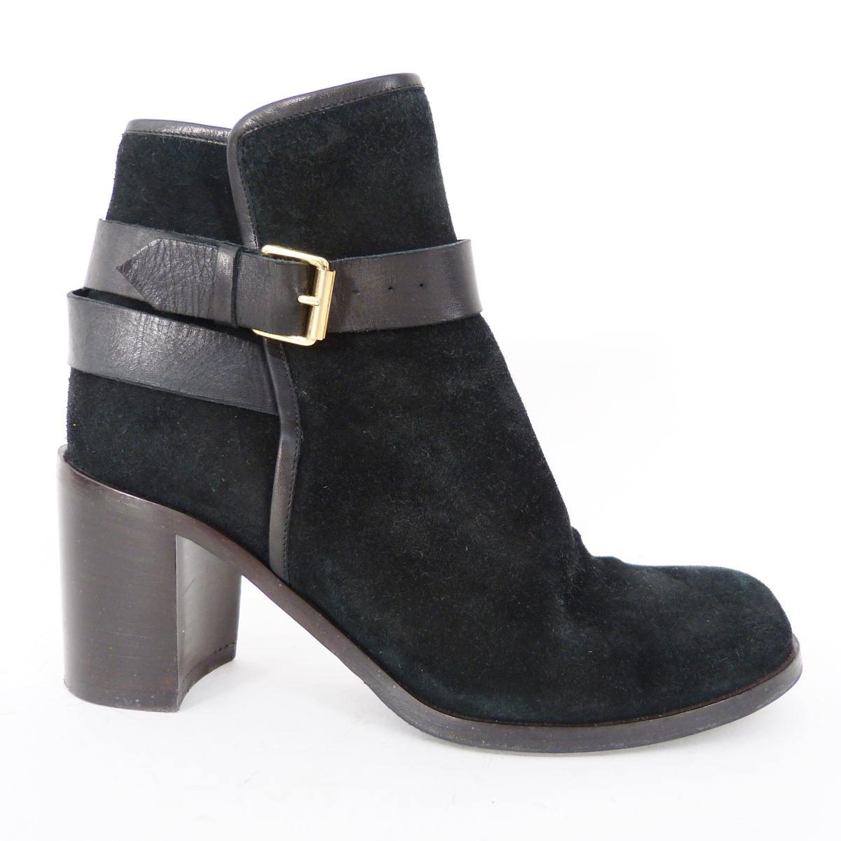 Studio Pollini buckled black suede ankle boots