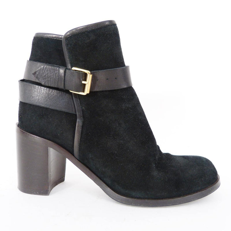 Studio Pollini buckled black suede ankle boots