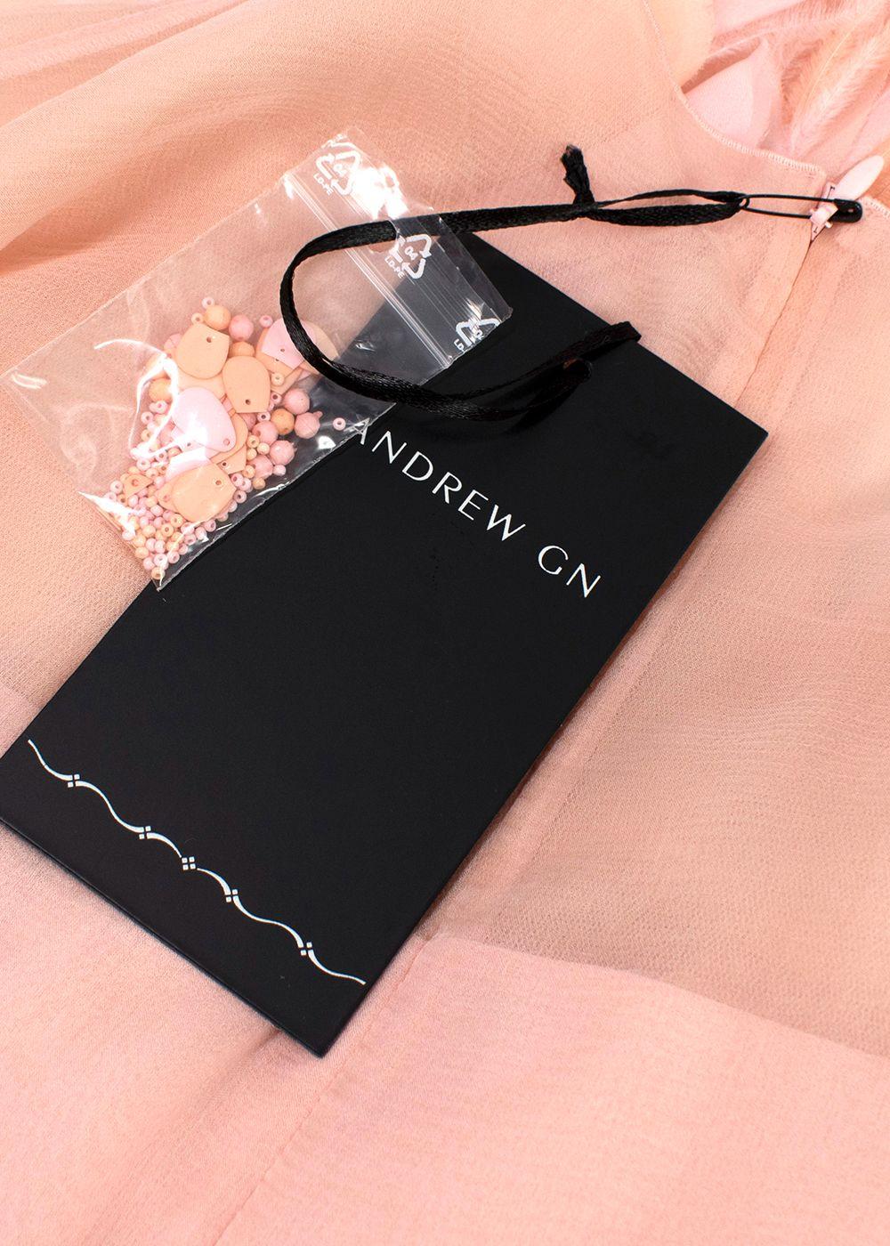 Andrew GN Blush Pink Floral and Feather Detail Top