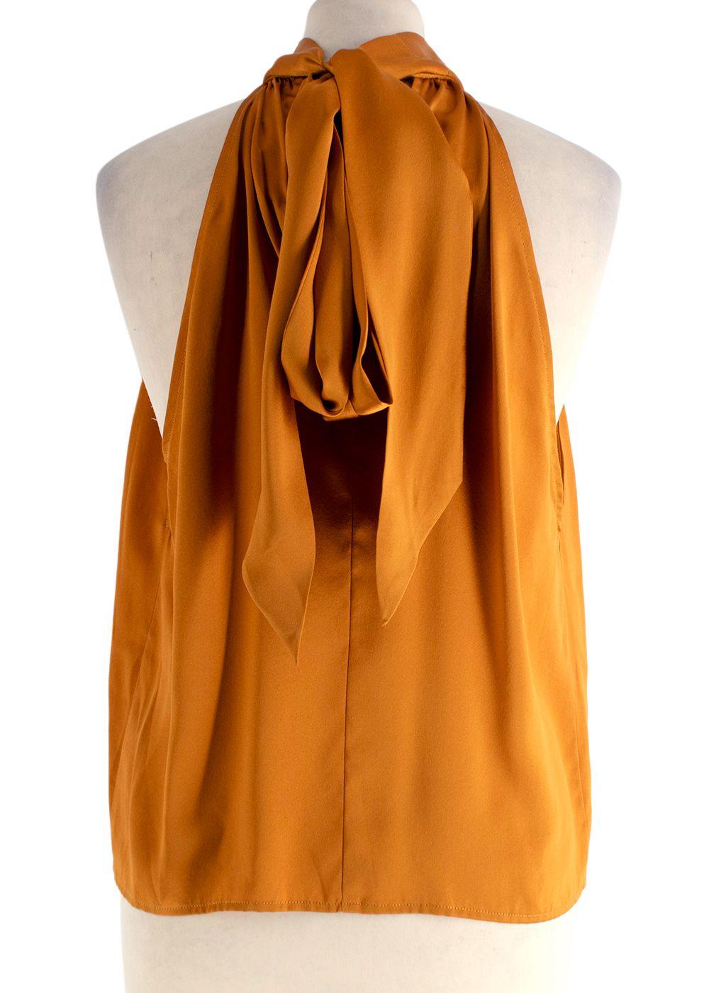 The Sei Burnt Orange Sleevless Silk Tie Blouse