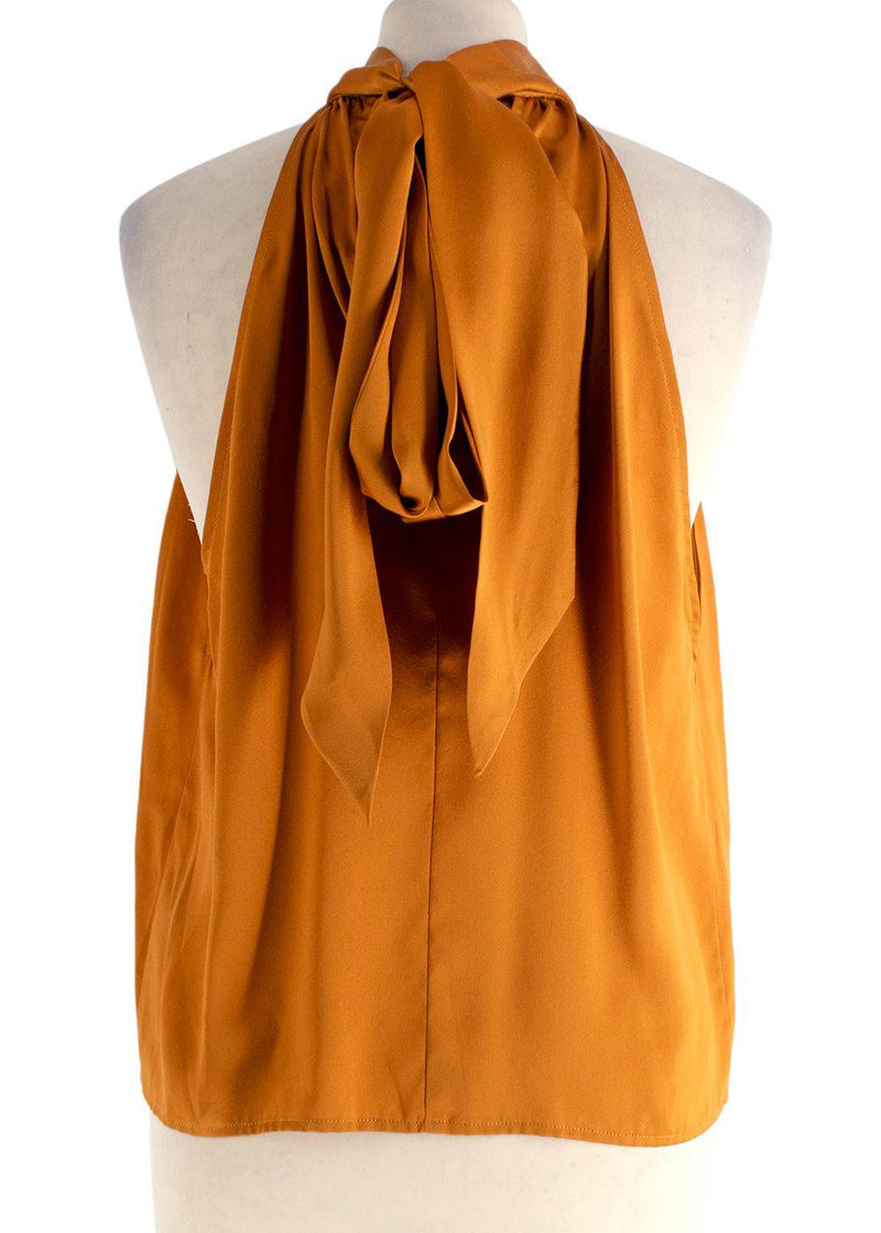 The Sei Burnt Orange Sleevless Silk Tie Blouse