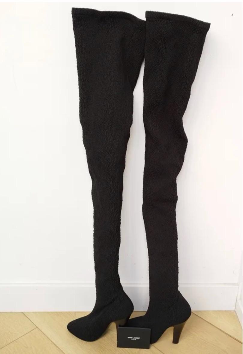 Saint Laurent Black Thigh High Boots