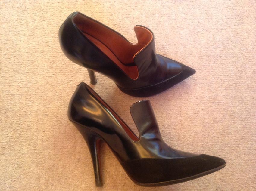 Celine Leather & Velvet Booties