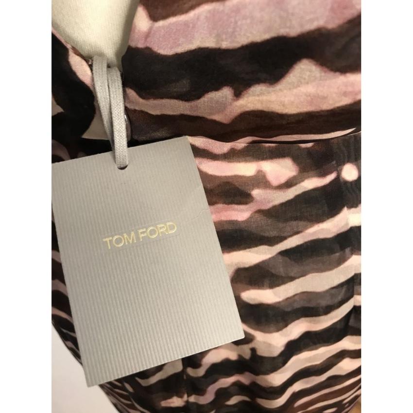 Tom Ford Zebra Print Draped Silk Midi Dress