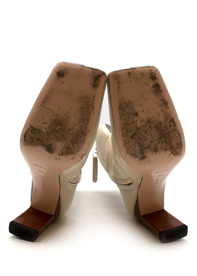 Isa Two-Tone Crinkle Patent Leather Ankle Boots