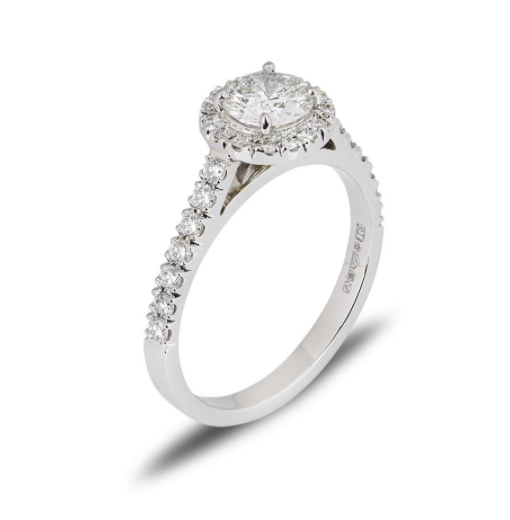 Bespoke Light Green Round Diamond Platinum Ring