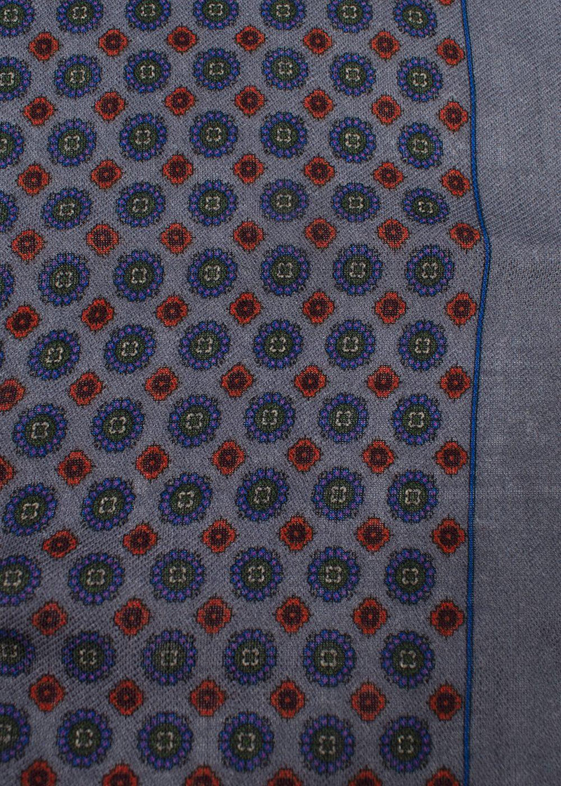 Timothy Everest Grey and Purple Patterned Pocket Square