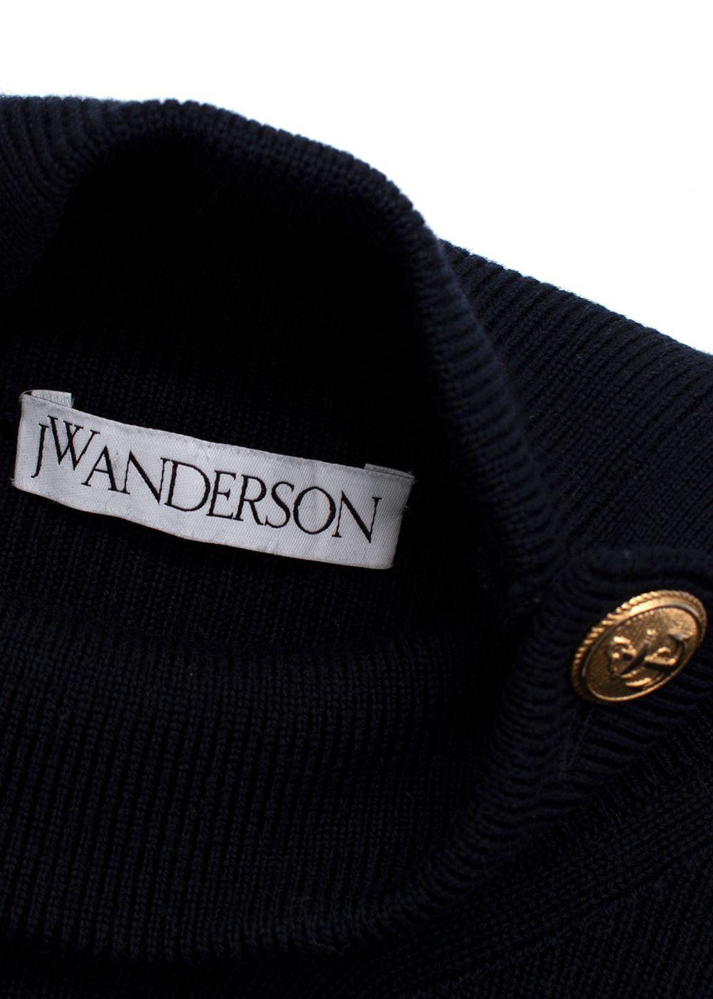 JW Anderson Navy Striped Merino Wool Turtleneck Jumper