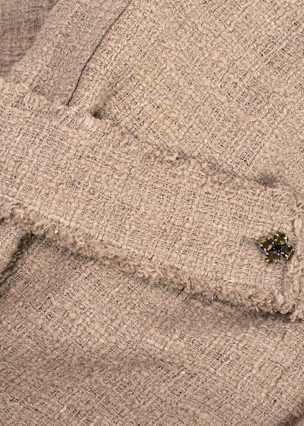 Dolce & Gabbana Beige Tweed Double Breasted Jacket