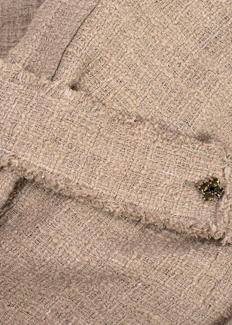 Dolce & Gabbana Beige Tweed Double Breasted Jacket