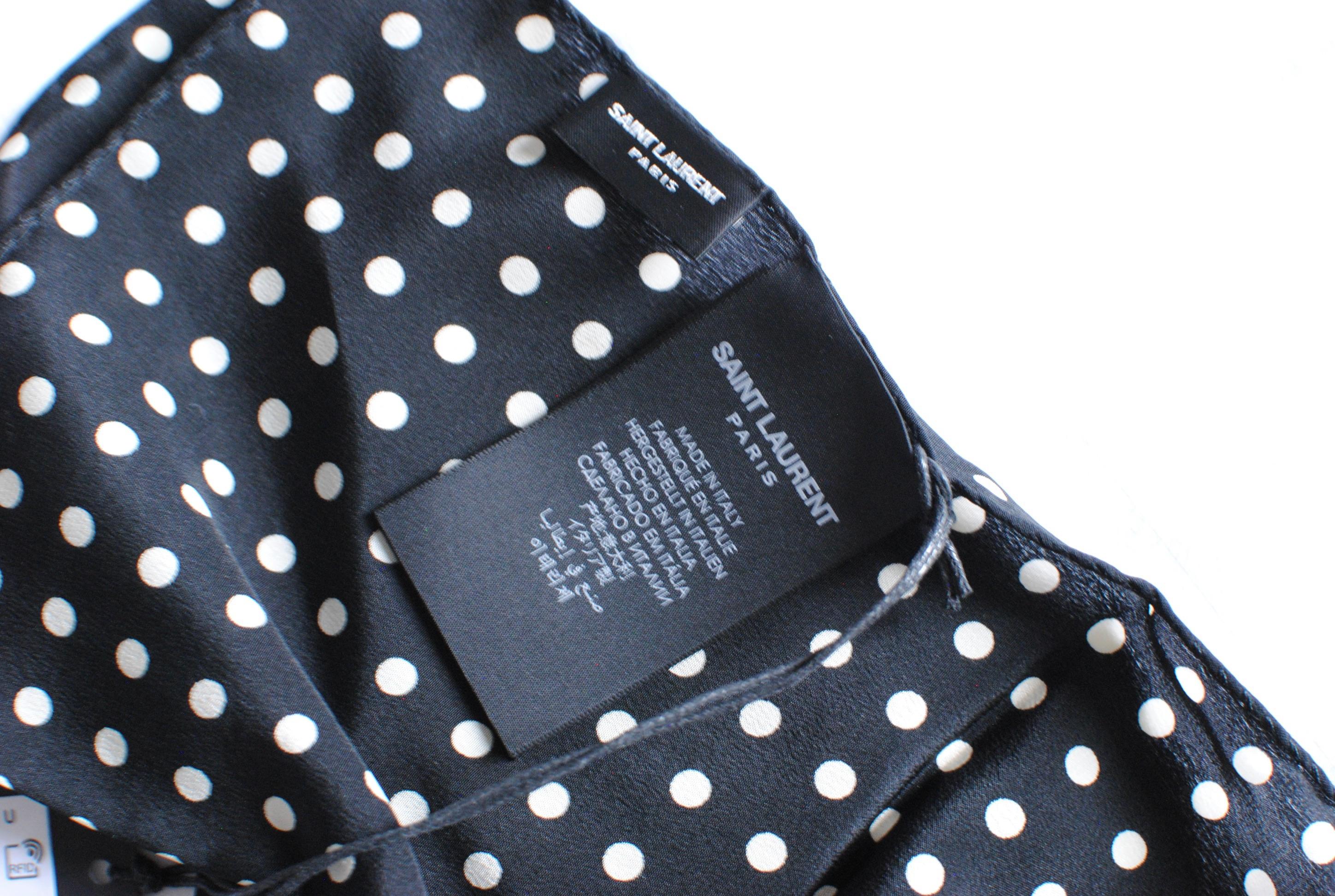 Saint Laurent Polka Dot Silk Square 32x32cms