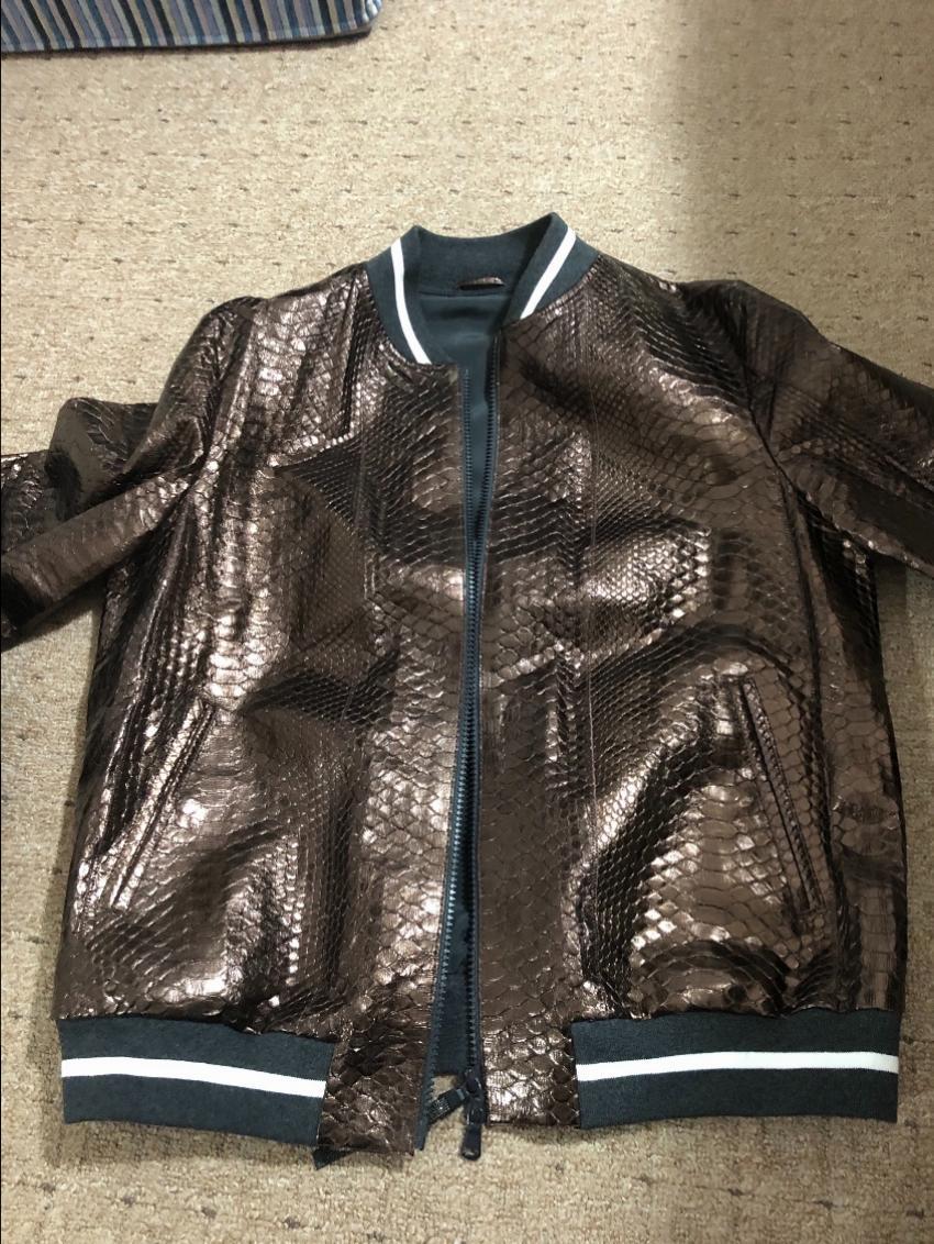 Brunello Cucinelli Metallic Python Bomber Jacket