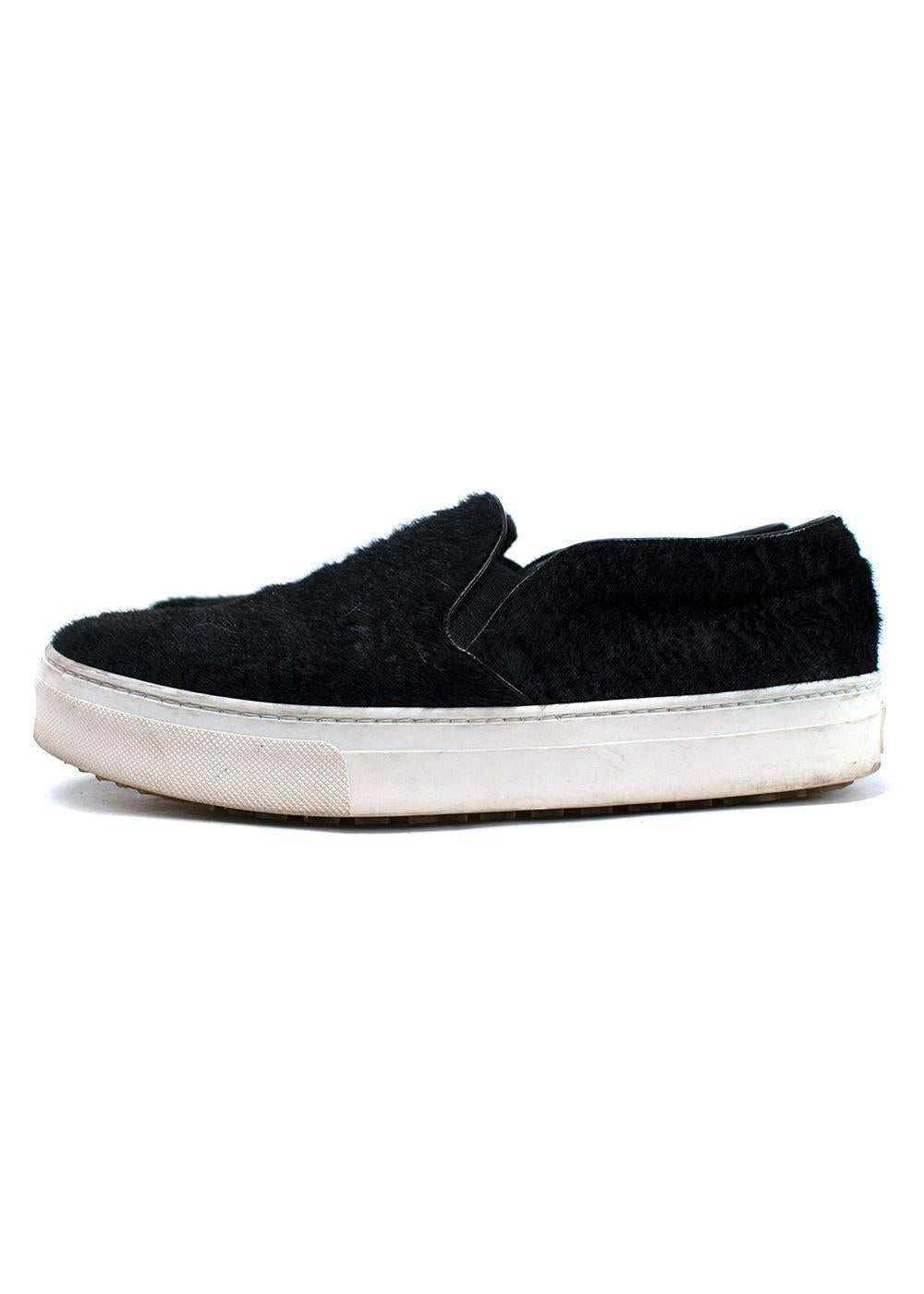 Celine Black Pony Hair Slip On Sneakers