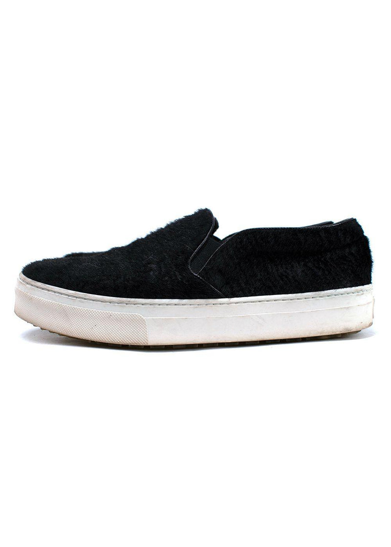 Celine Black Pony Hair Slip On Sneakers