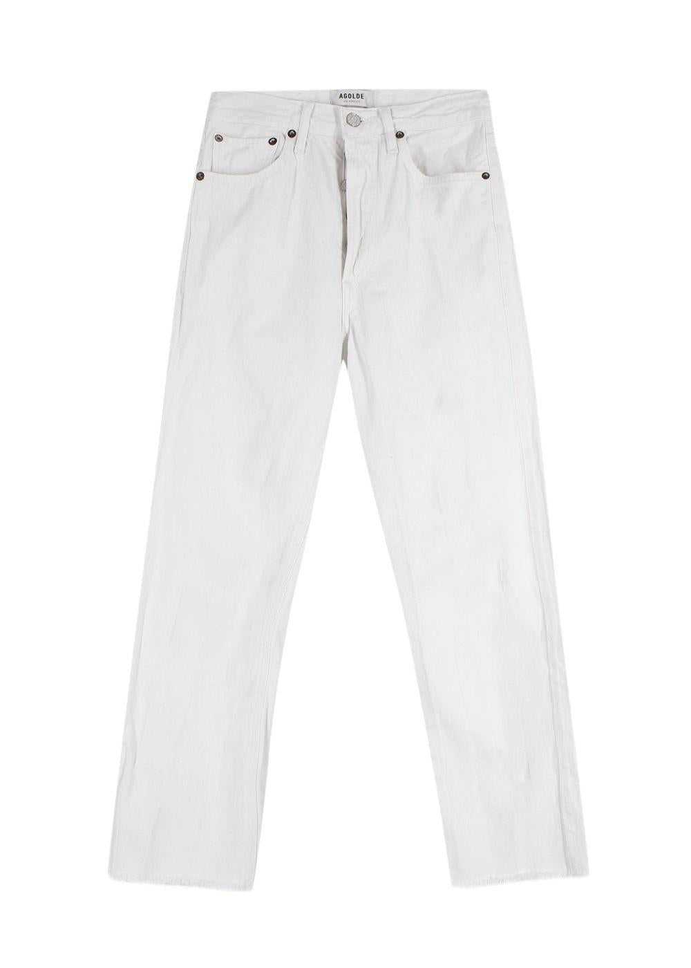Agolde White Mid Rise Straight Leg Jeans