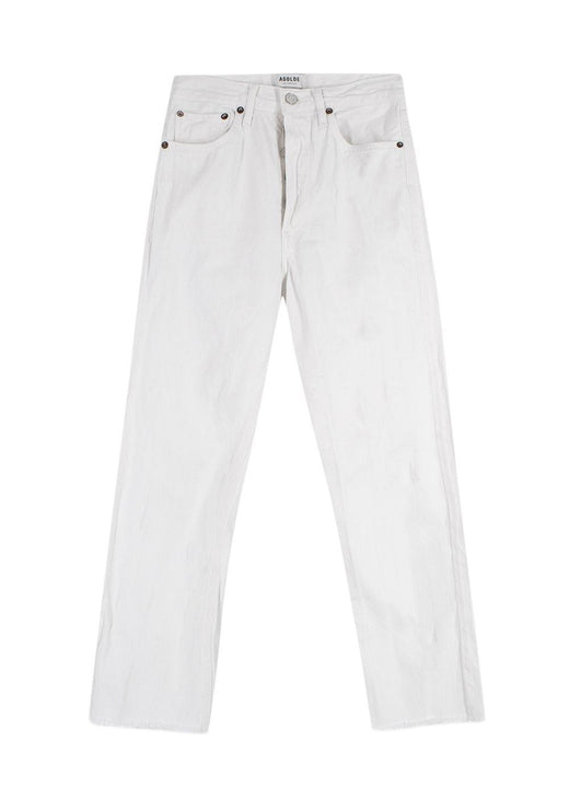 Agolde White Mid Rise Straight Leg Jeans