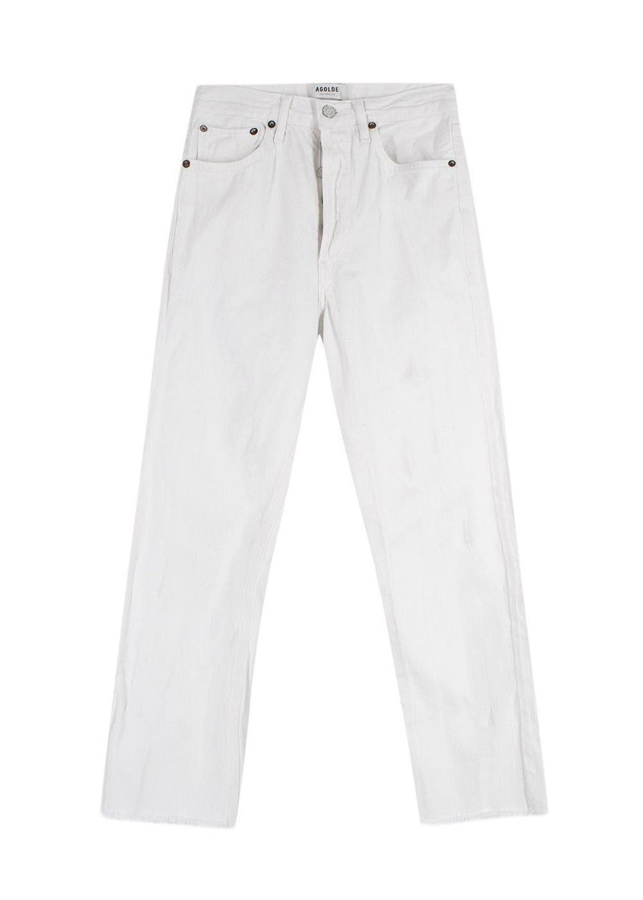 Agolde White Mid Rise Straight Leg Jeans