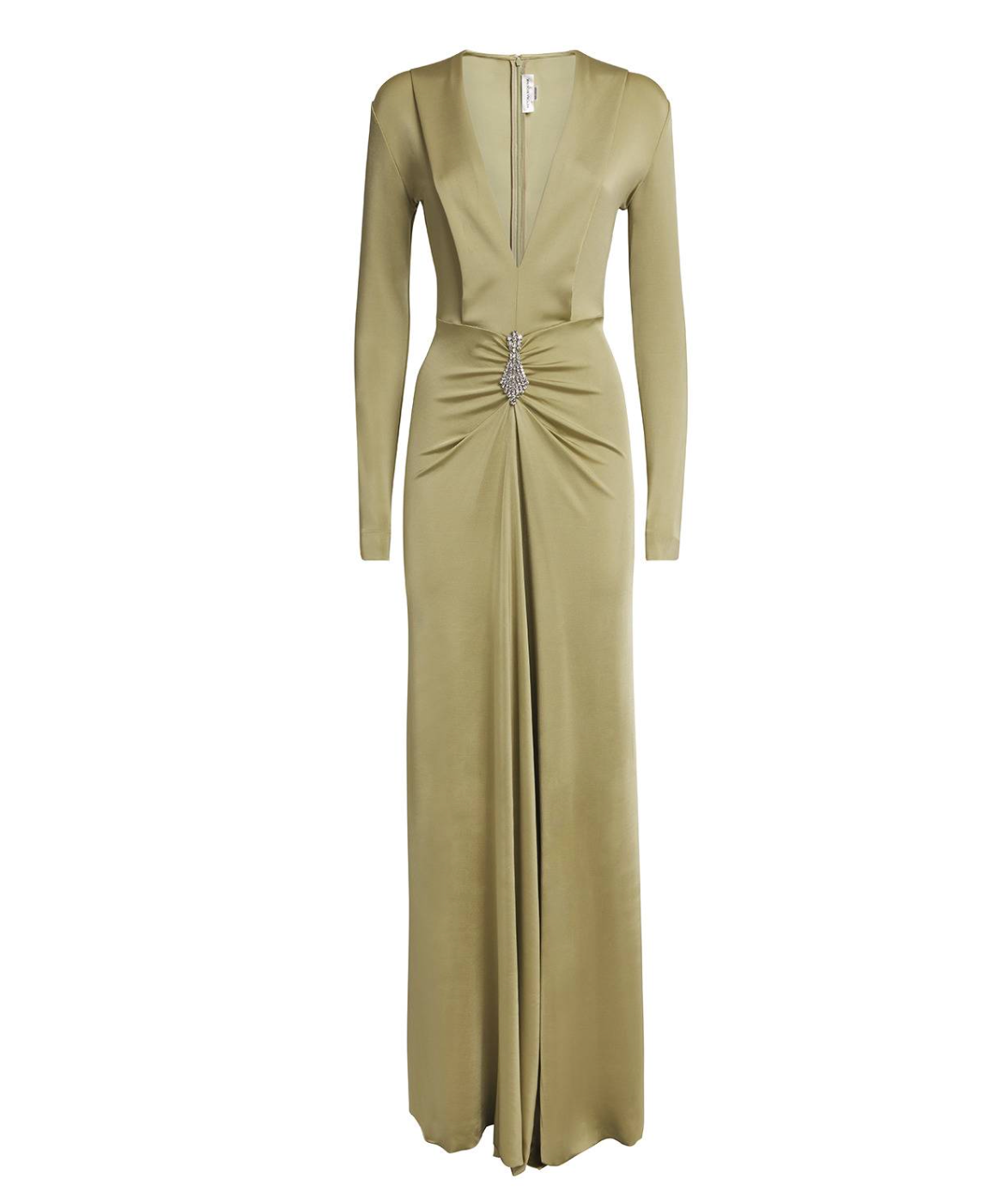 Victoria Beckham Long-Sleeve V-Neck Gown
