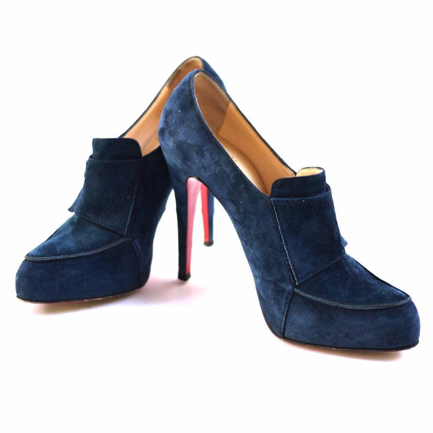 Christian Louboutin Blue Lapono Suede Leather Ankle Boots