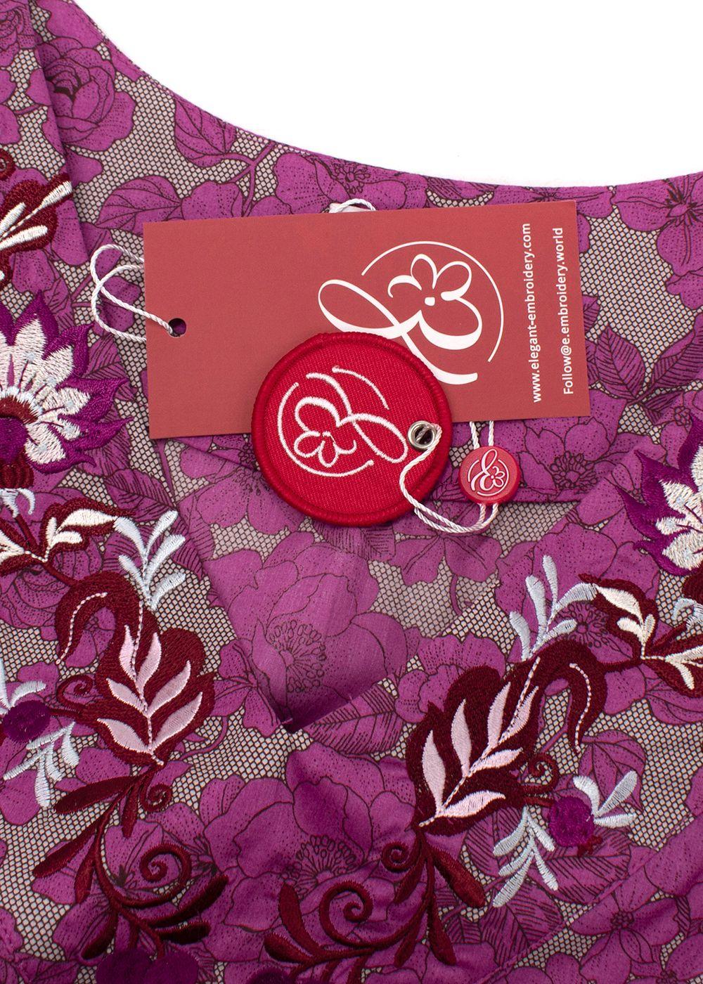 Elegant Embroidery Purple Belted Embroidered Kaftan