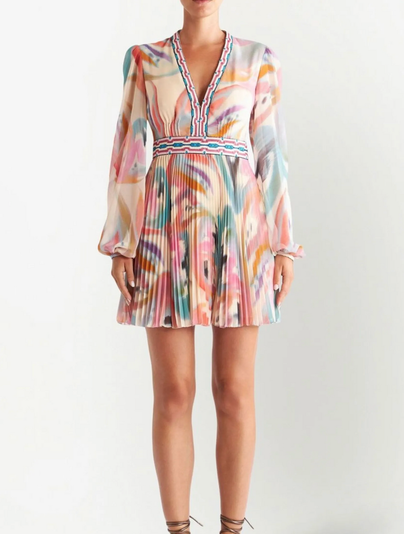 Etro Paisley-Print V-Neck Minidress