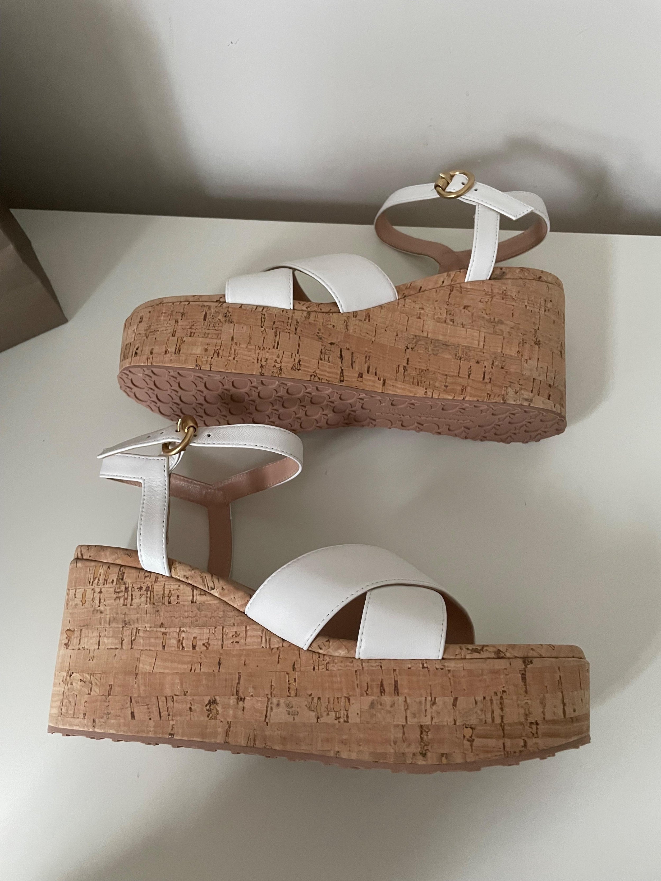 Gianvito Rossi White Cork Platform Wedges