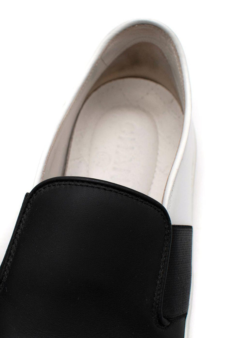 Black & White Leather Slip-On Sneakers