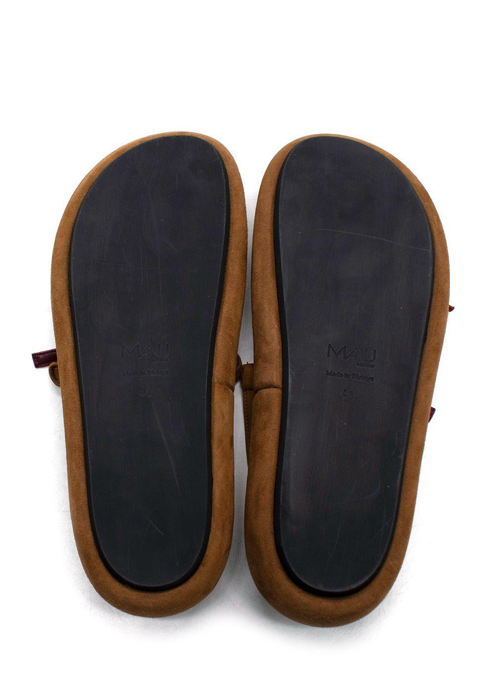 Manu Atelier Tobacco Suede Cage Chunky Slides