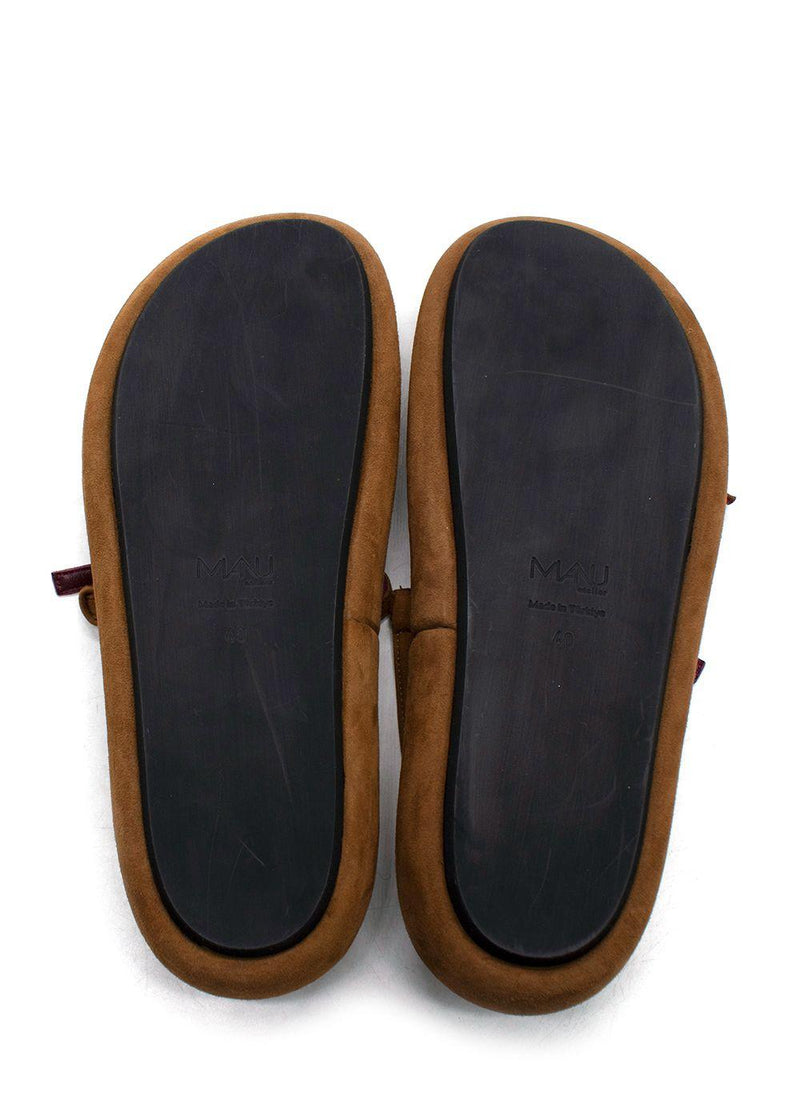 Manu Atelier Tobacco Suede Cage Chunky Slides