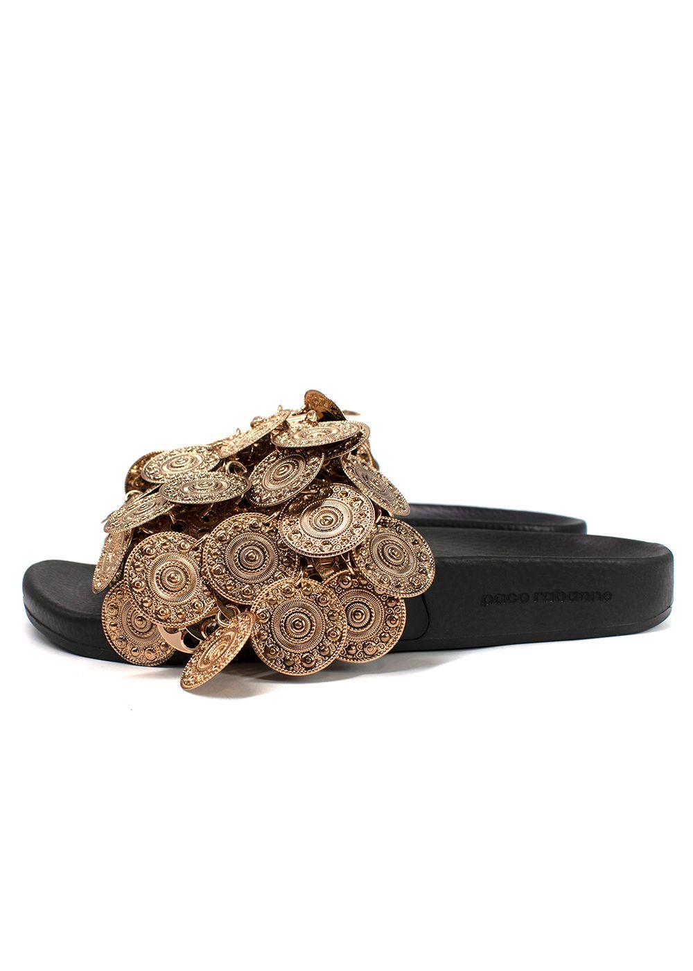 Paco Rabanne Tresor embellished leather slides