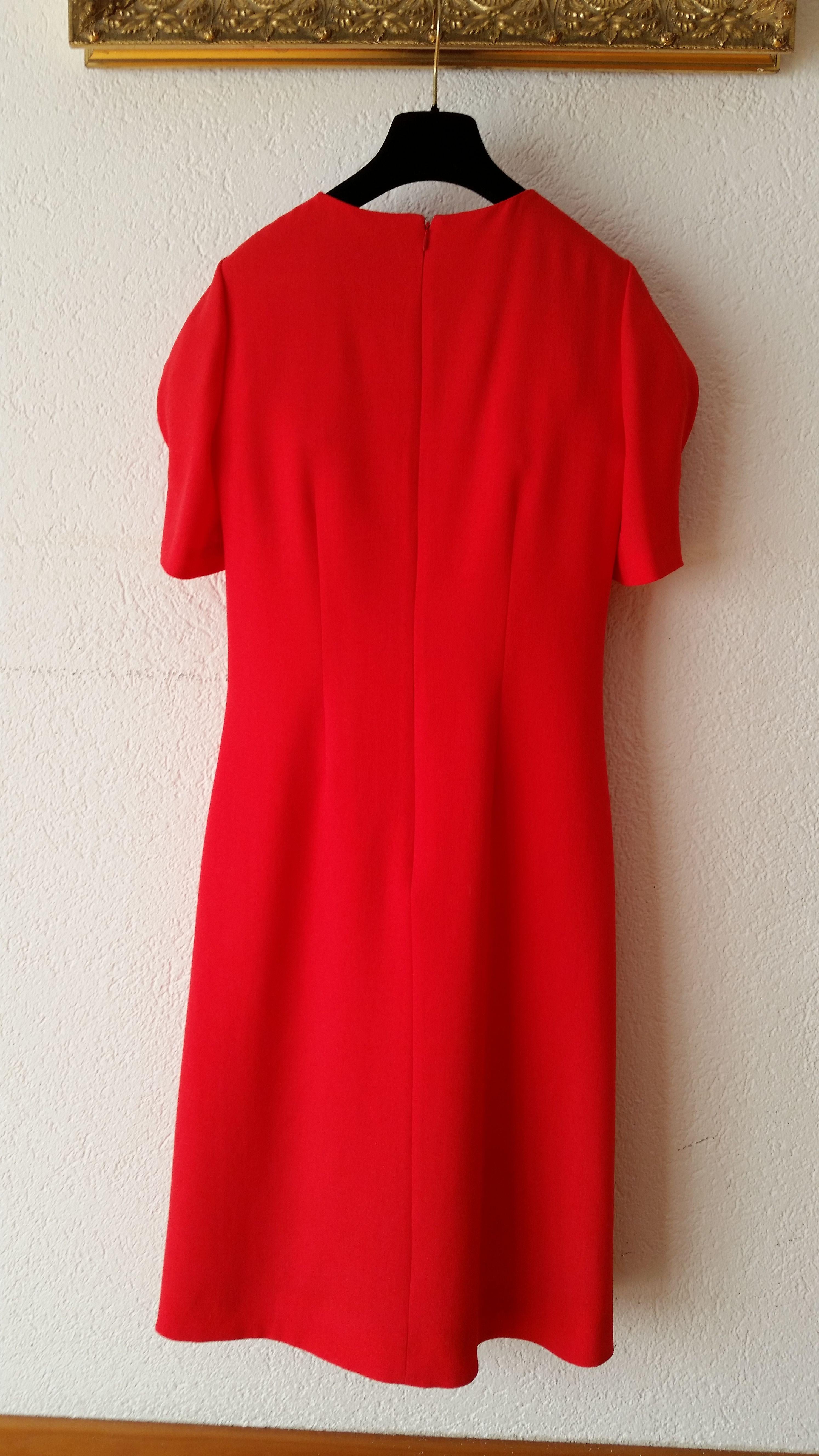 Red Wool Crepe Tea Dress