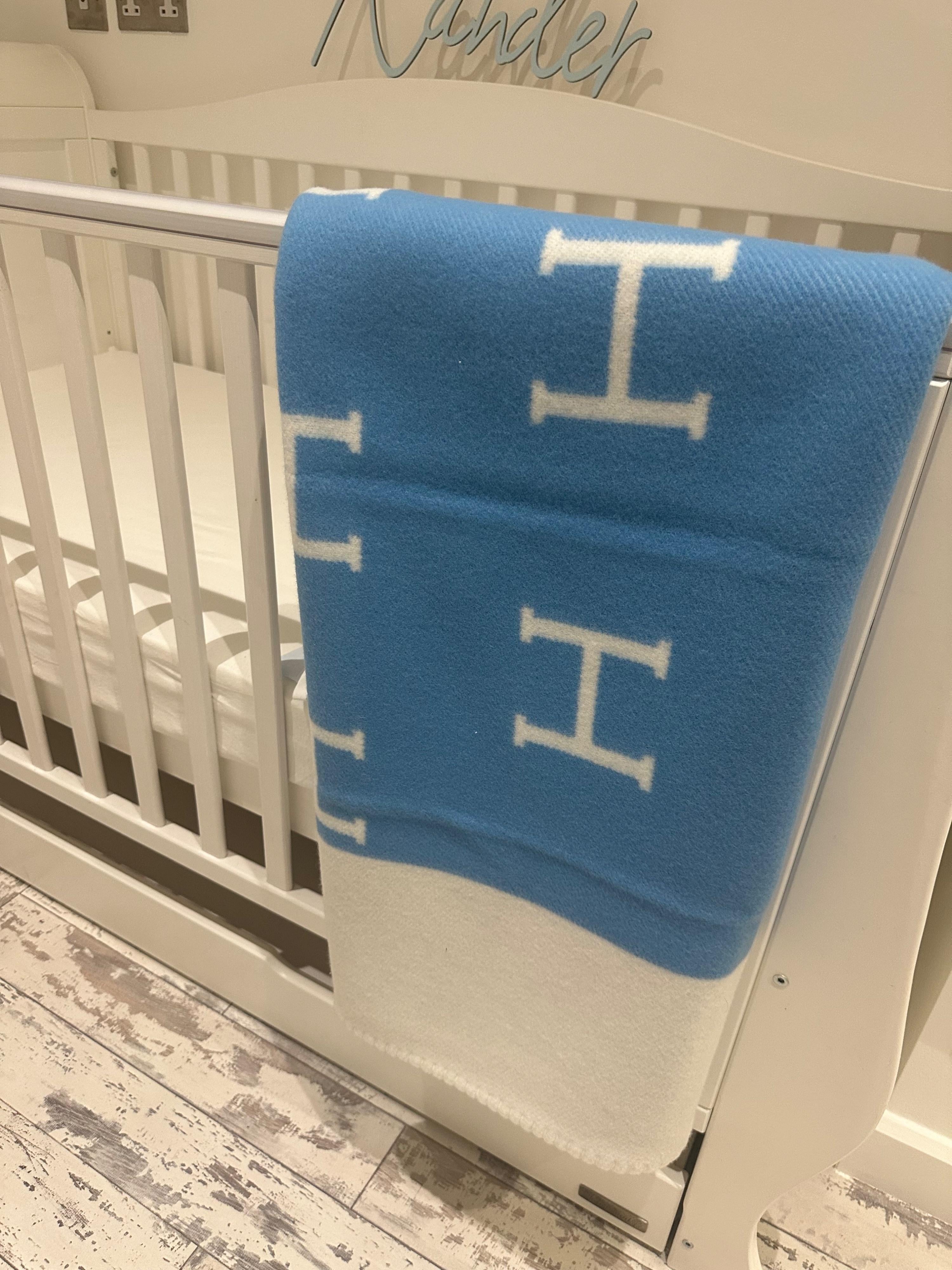 Blue and Cream Avalon Baby Blanket
