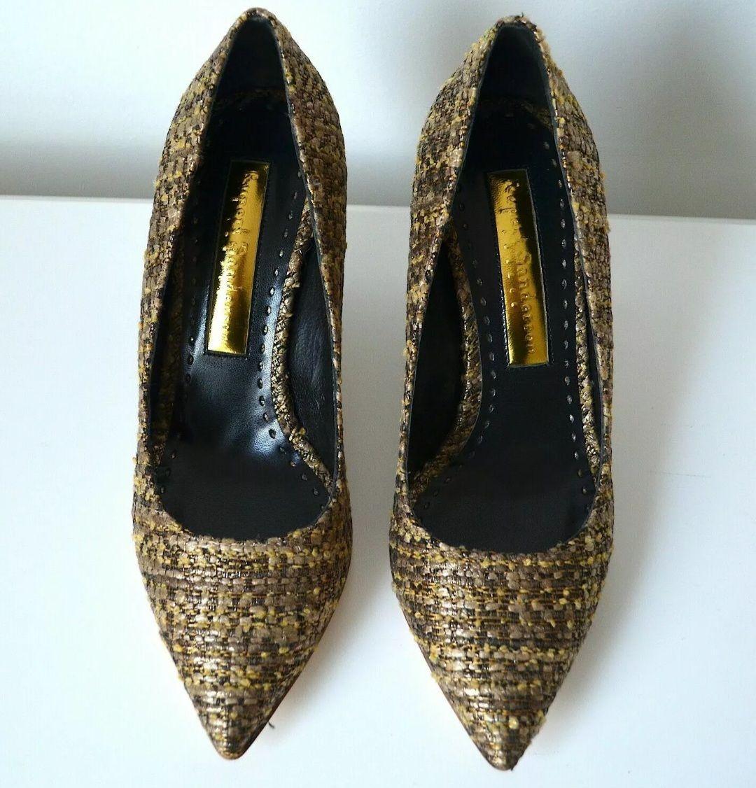 Rupert Sanderson Gold Tweed Heels
