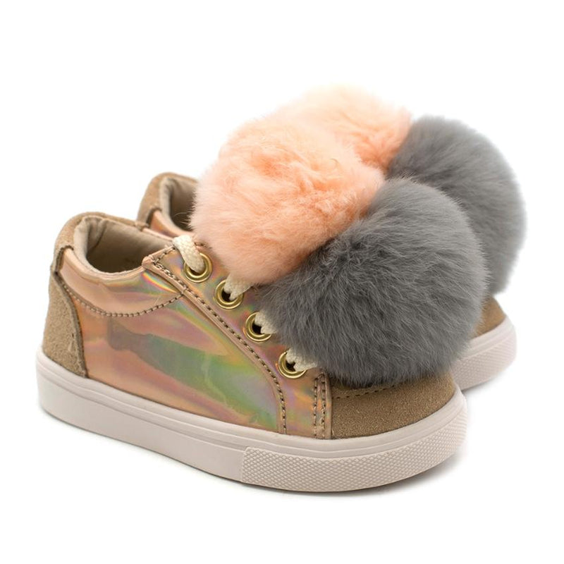 Bimbo Bimba Childrens Sneakers with Pom Poms
