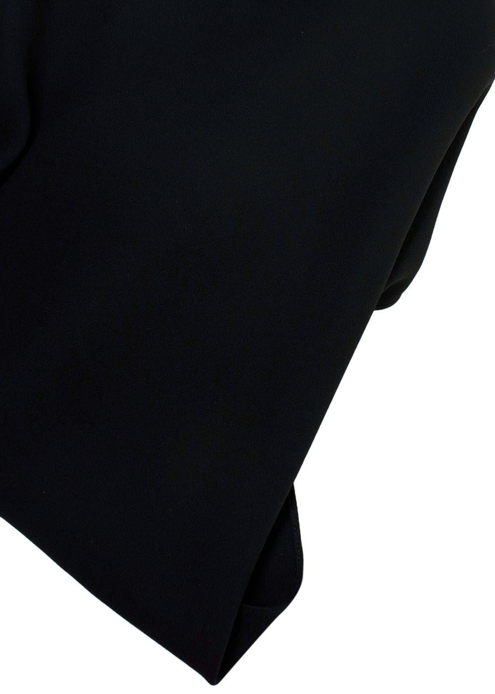 Oscar De La Renta Mesh Trimmed Black Silk Blend Top