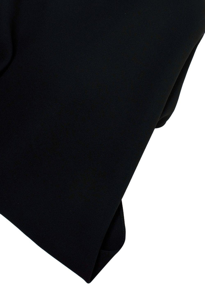 Oscar De La Renta Mesh Trimmed Black Silk Blend Top