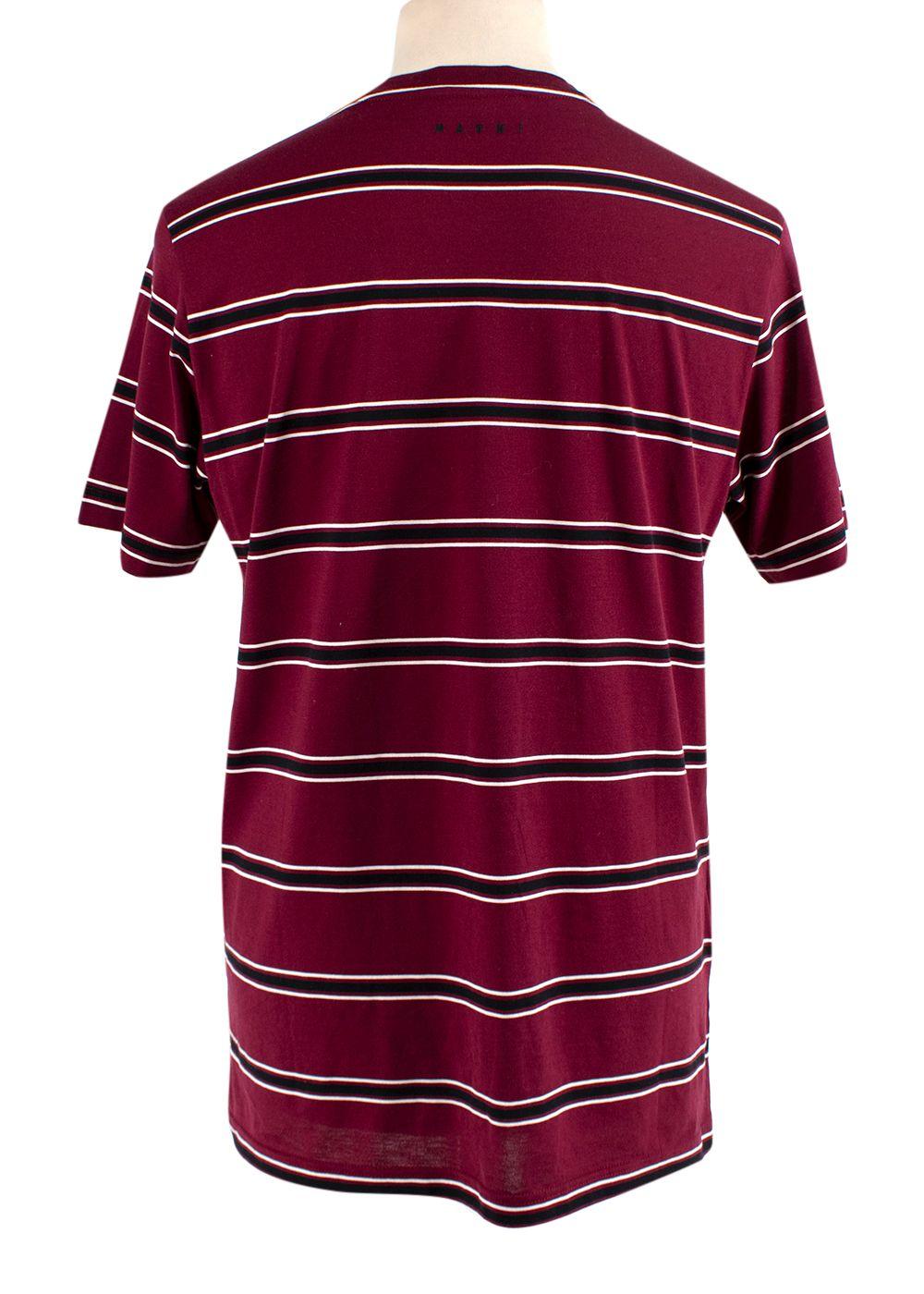 Burgundy & black striped cotton jersey T-shirt