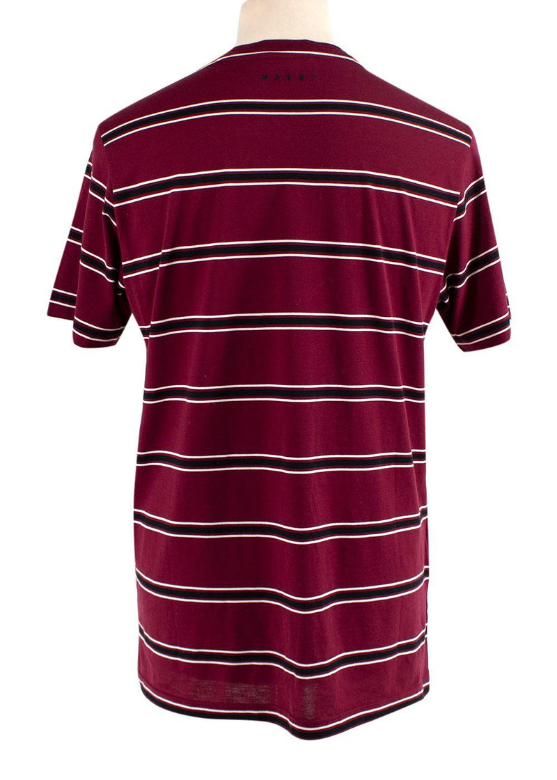 Burgundy & black striped cotton jersey T-shirt